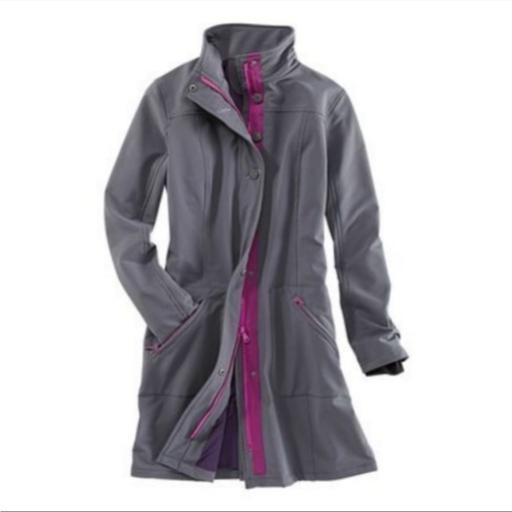 Title Nine NEO Gray Trench Coat Grey Purple Size Small